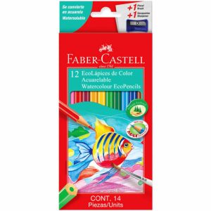 COLORES ACUARELABLES 12 PZAS FABER CASTELL
