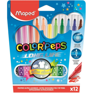 MARCADORES 12 PZAS LONG LIFE MAPED