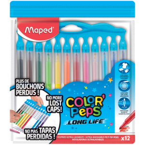 MARCADORES 12 PZAS LONG LIFE CON AGARRADOR MAPED