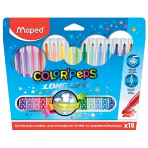 MARCADORES 18 PZAS LONG LIFE MAPED