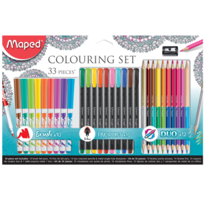KIT DE 10 MARCADORES BRUSH 10 MICROPUNTAS 12 COLORES DUO MAPED