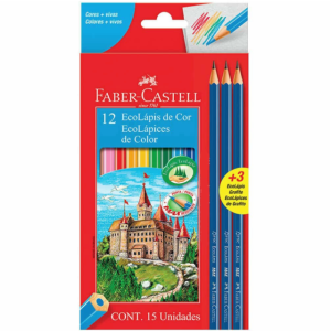 COLORES 12 PZAS + 3 LAPIZ NEGRO FABER CASTELL