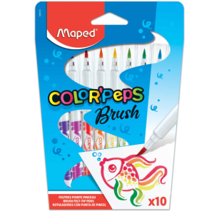 MARCADORES PUNTA PINCEL BRUSH 10 COLORES MAPED