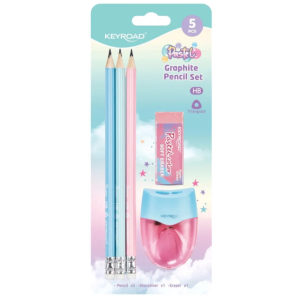 SET LAPIZ NEGRO + TAJADOR + BORRADOR PASTEL KEYROAD