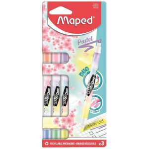 RESALTADOR DUO 3 PZAS DOS COLORES PASTELES MAPED