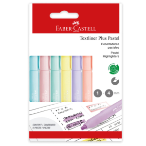 MARCADORES 6 PZAS DOBLE PUNTA COLORES PASTEL TEXTILINE PLUS FABER CASTELL