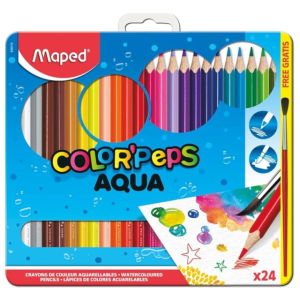 COLORES ACUARELABLES 24 PZAS CAJA METALICA MAPED