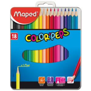 COLORES 18 PZAS CAJA METALICA MAPED