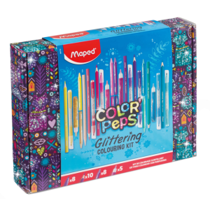 SET 8 MARCADORES GLITTER 10 COLORES 8 CRAYONES Y 5 GLITTER MAPED