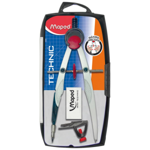 COMPAS DE PRECISION TECHNIC 3 PZAS EN ESTUCHE CON ABRAZADERA Y BORRADOR MAPED