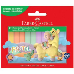 PLASTILINA 12 COLORES JUMBO PASTEL FABER CASTELL