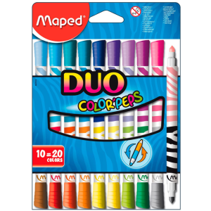 MARCADORES 10 PZAS 20 COLORES DOBLE PUNTA MAPED