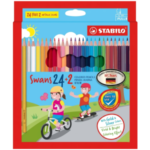 COLORES 24 PZAS + 2 DOR Y PLAT SWANS STABILO
