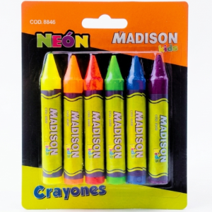 CRAYONES 6 COLORES JUMBO NEON MADISON