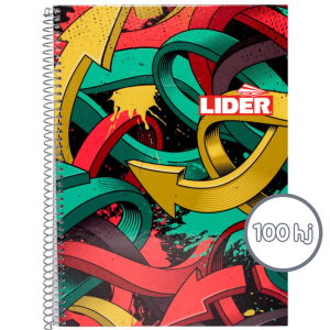 CUADERNO ESPIRAL DISEÑO TAMAÑO CARTA 100 HJS C/BLANCA LIDER
