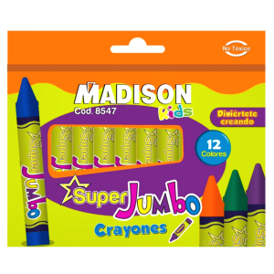 CRAYONES 12 COLORES SUPER JUMBO MADISON