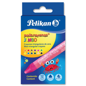 CRAYONES 12 COLORES JUMBO TRIANGULARES PELIKAN