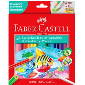 COLORES ACUARELABLES 24 PZAS FABER CASTELL