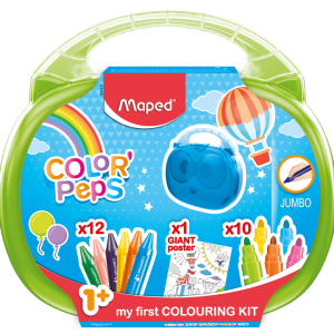 MALETIN PREESCOLAR 10 MARCADORES 12 CRAYONES 1 POSTER MAPED