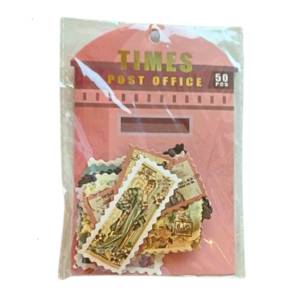 SET DECORATIVO ESTAMPILLAS VINTAGE 50 U