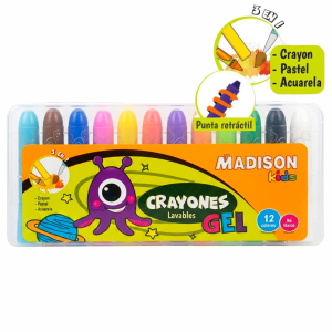 PASTELES GEL RETRACTIL 12 COLORES PASTEL ACUARELA CRAYON