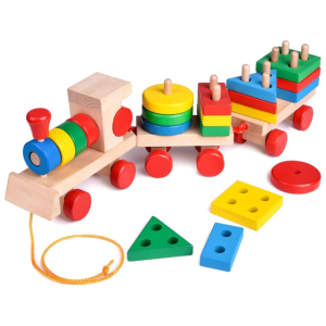 TREN DE FIGURAS DE MADERA PARA ENCASTRAR + 3 AÑOS