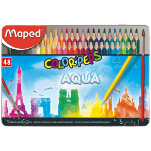 COLORES ACUARELABLES 48 PZAS CAJA METALICA MAPED