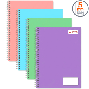 CUADERNO ESPIRAL PASTEL TAMAÑO CARTA 96 HOJAS C/CORRIENTE RITO